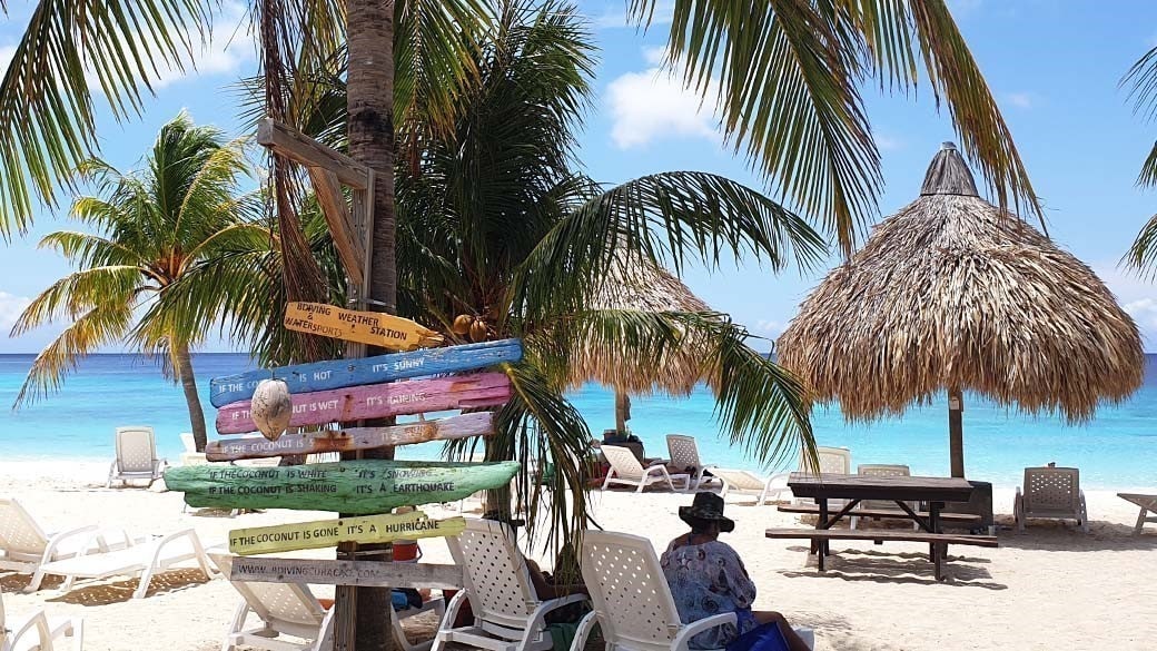 Coconut weather station at Cas Abao beach on Curacao