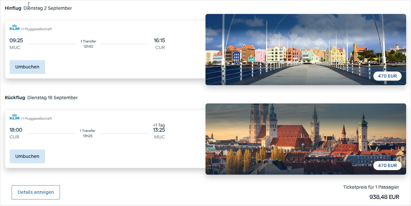 Zum Vergleich der Preis bei KLM: 938,48 EUR im günstigsten Light-Tarif